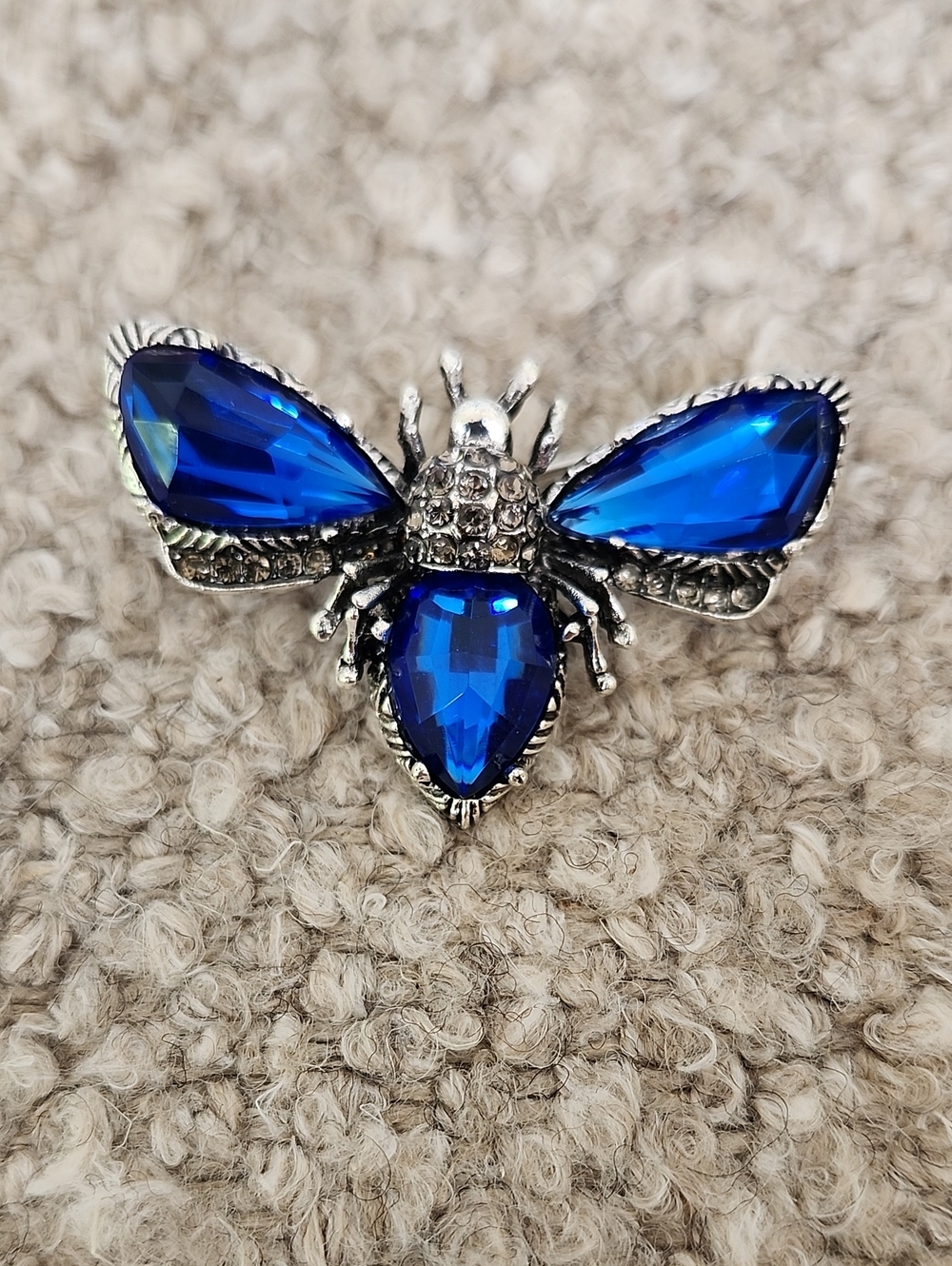 Blue Crystal Bee Brooch